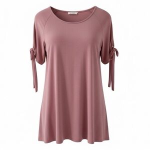 NEW B-Sharp Mauve Pink Scoop Neck Short Tie Sleeve T-Shirt Size Small